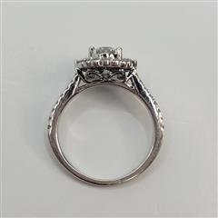 14K WHITE GOLD ROUND BRILLIANT CUT OVAL SET CLUSTER DIAMOND HALO RING SIZE 6.5